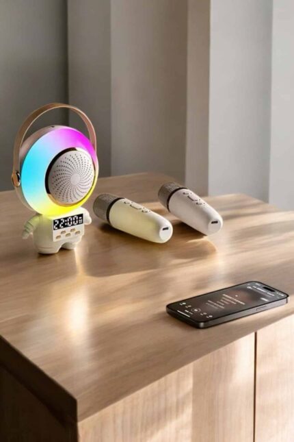 Mini Karaoke Astronot Bluetooth Speaker Karaoke Mikrofon